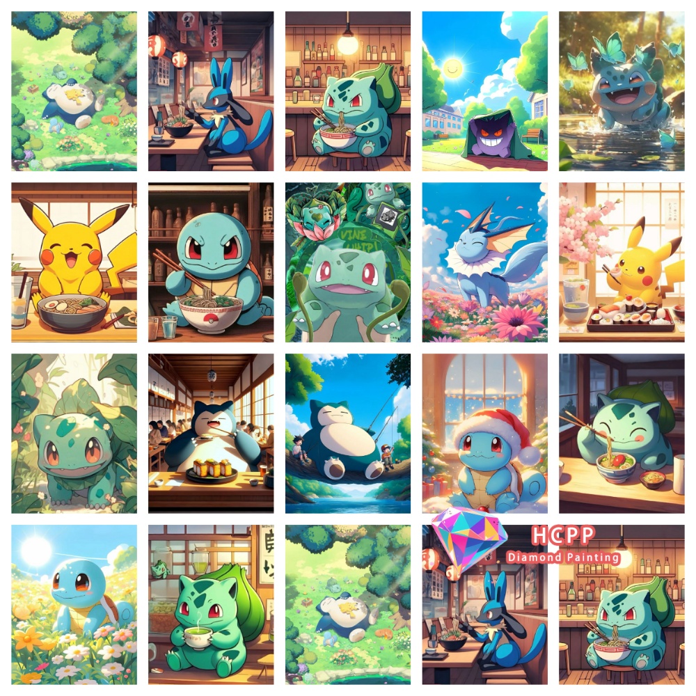 Resin Art For Beginners - Pikachu Bulbasaur Squirtle Anime Diamond Painting