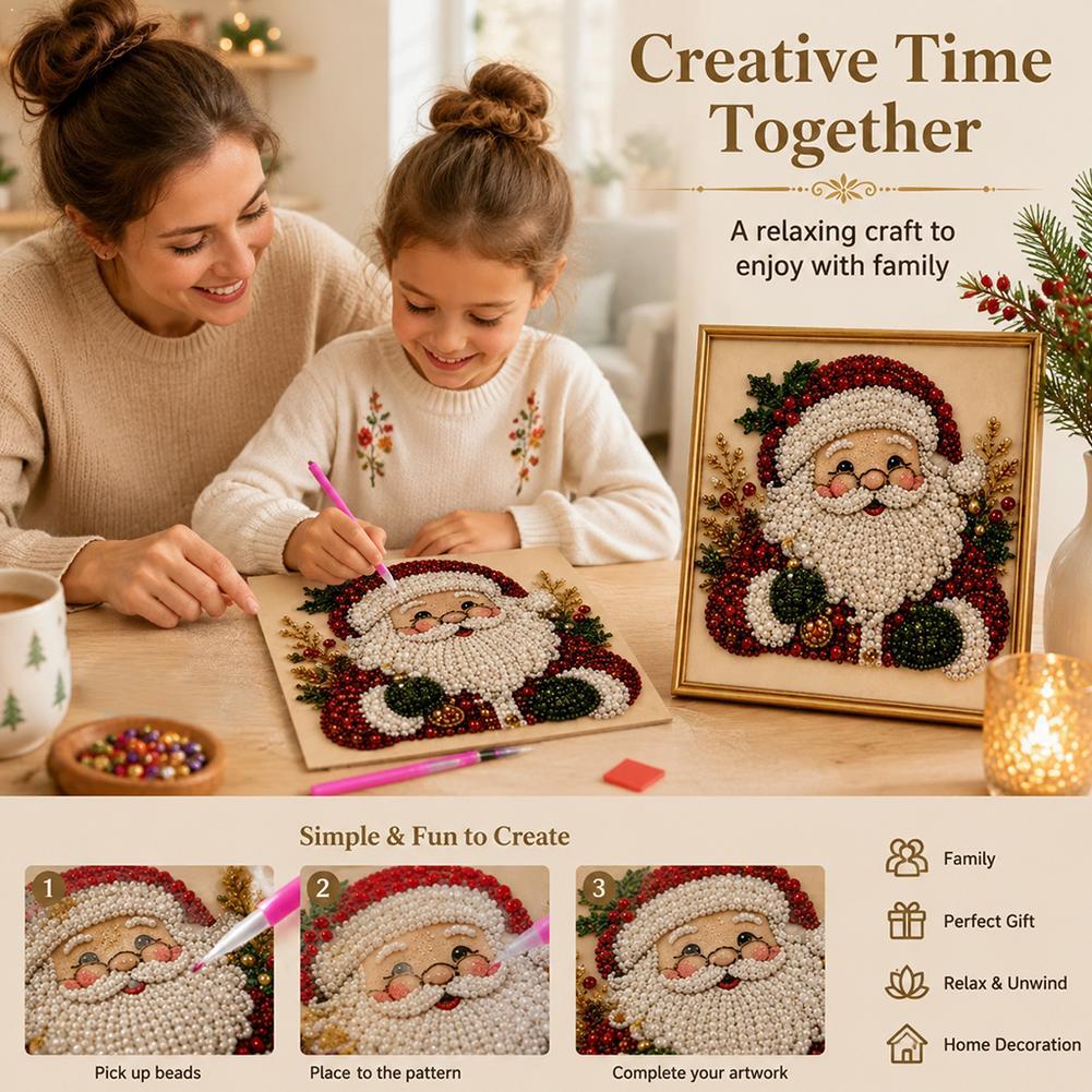 Resin Art Wall Decor - Kerstmis Kerstman Parel Kunst DIY Kit