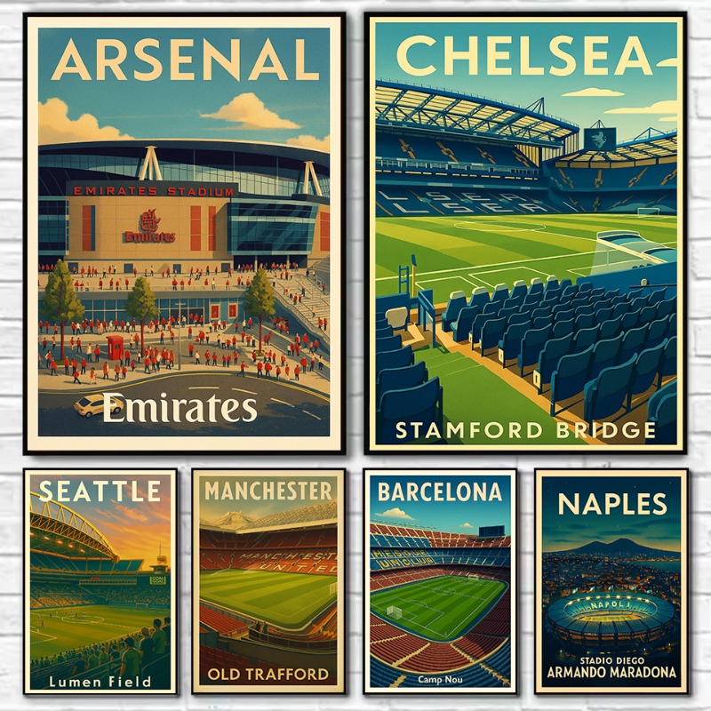 Resin Art Wall Decor - Retro beroemde voetbalveld Arsenal Emirates Stadium