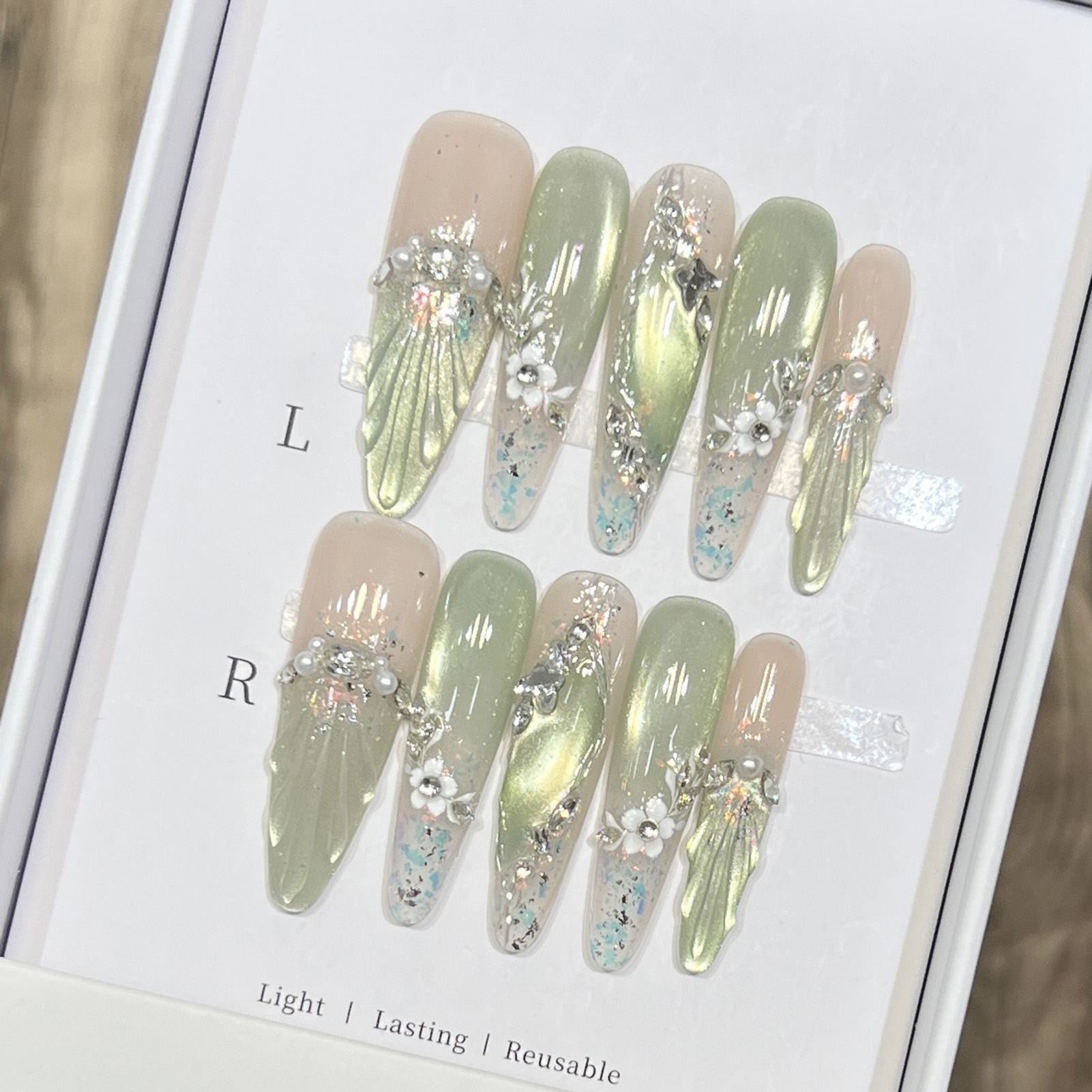 Resin Art Flowers - 10 stuks lange amandel nepnagels tips