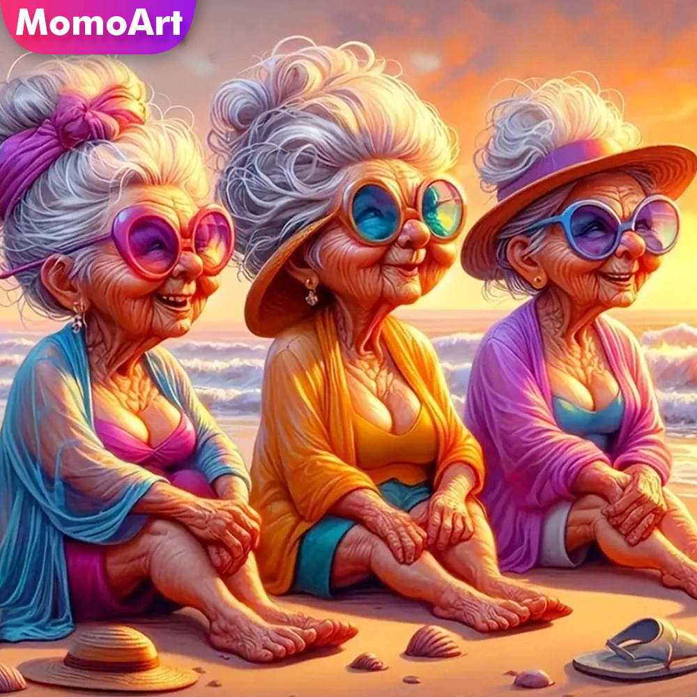 Resin Art For Beginners - Momoart Diamant Schilderij Oude Dame Vrouwen