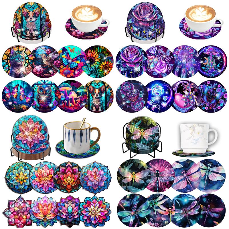 Resin Art Coasters - 8 stks/set DIY Diamant Schilderij Onderzetters