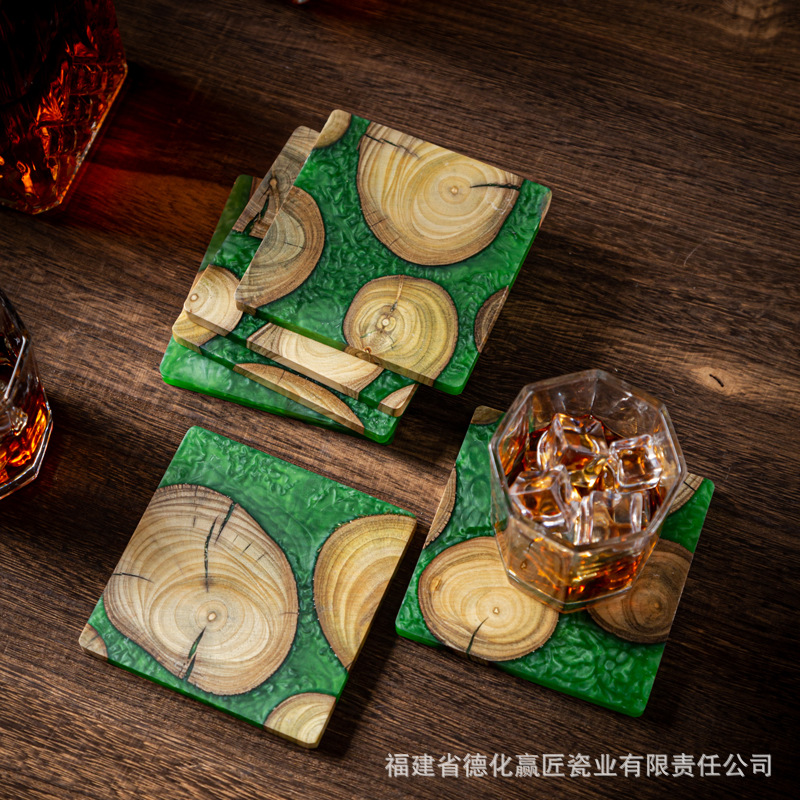 Resin Art Wooden Tray - Zen Ink-Art Dry Brew theeservies met