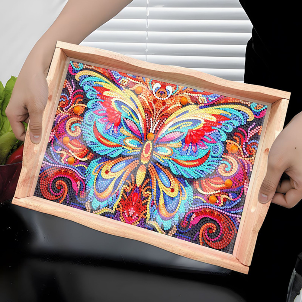 Resin Art Wooden Tray - 5D DIY diamantgeschilderde houten eetplaat decoratieve