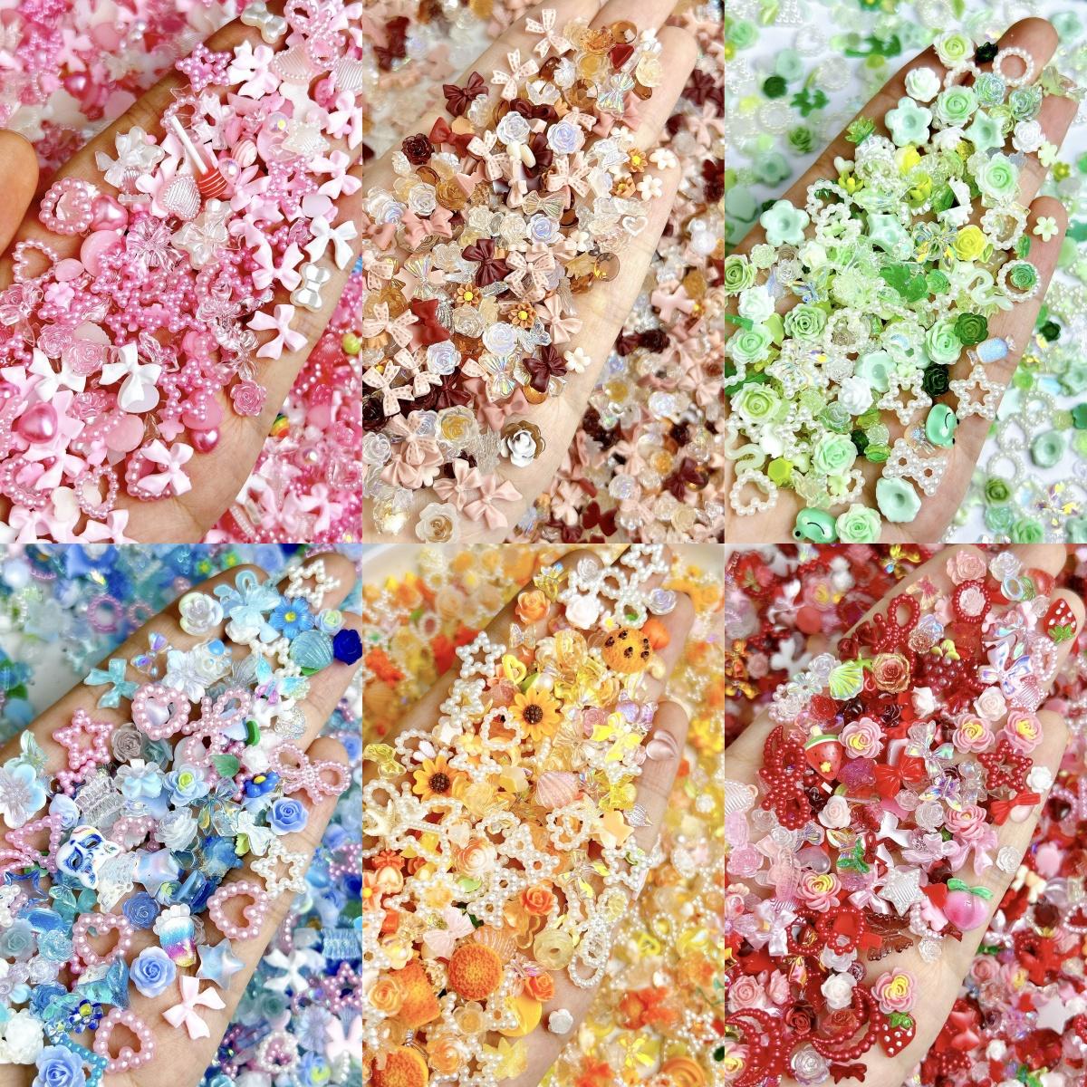 Resin Art Flowers - 50PCS Willekeurige Gemengde Boog Hart Bloem