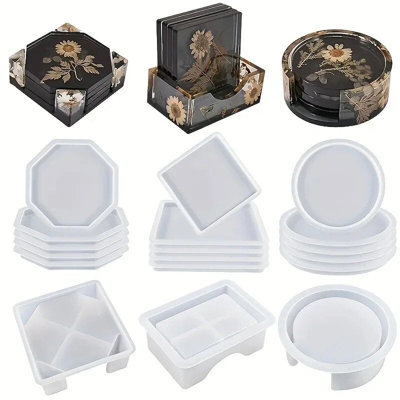 Resin Art Jewellery - Coaster hars mallen set inclusief 1pc