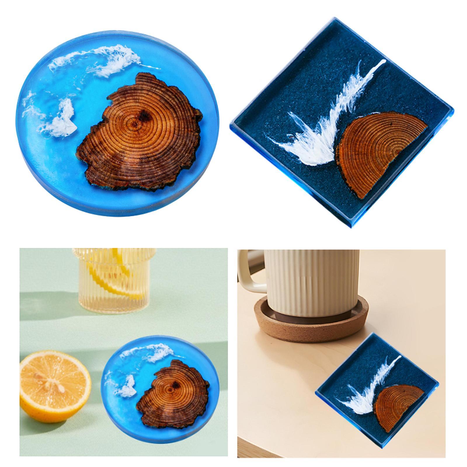Resin Art Coasters - 6-delige epoxy onderzetters houten onderzetters set