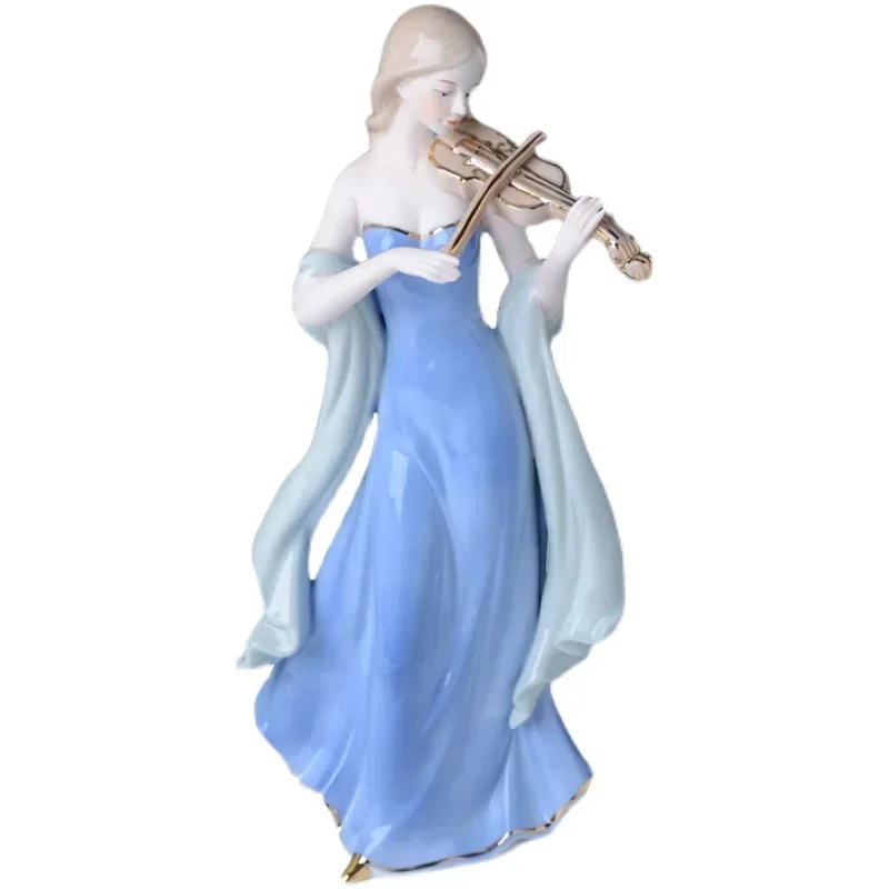 Resin Art Decoration Items - Chinese Vioolmeisjes Keramische Figuur Kunst Ornamenten