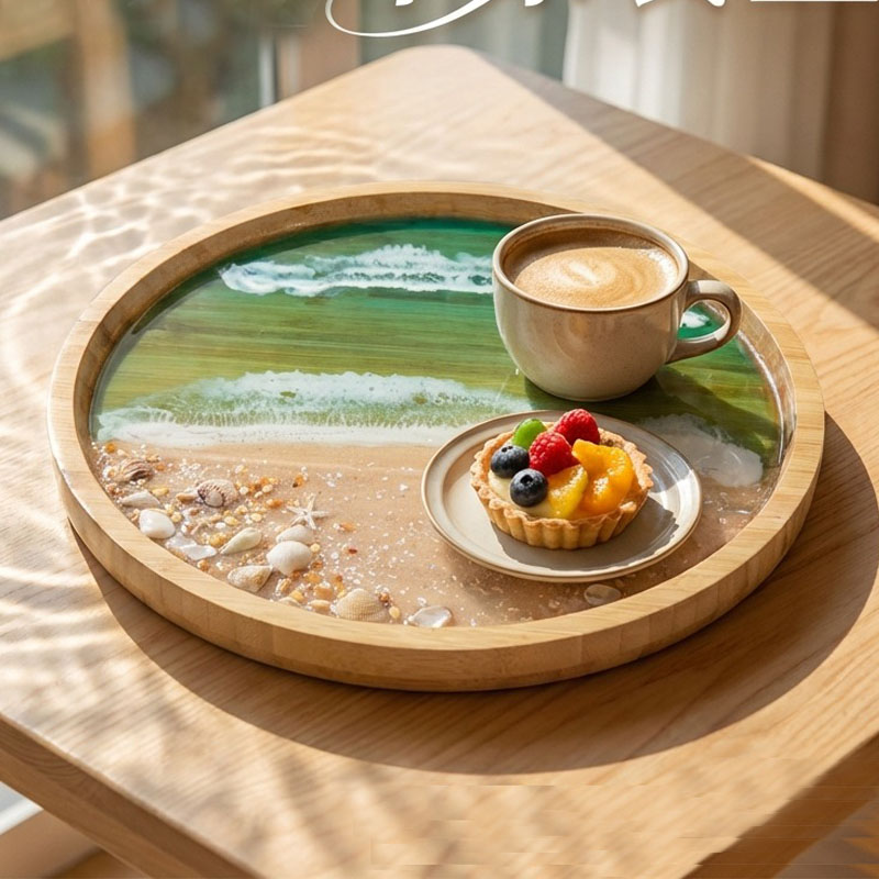 Houten dienblad met oceaanhars - Resin Art Wooden Tray recensie en prijs