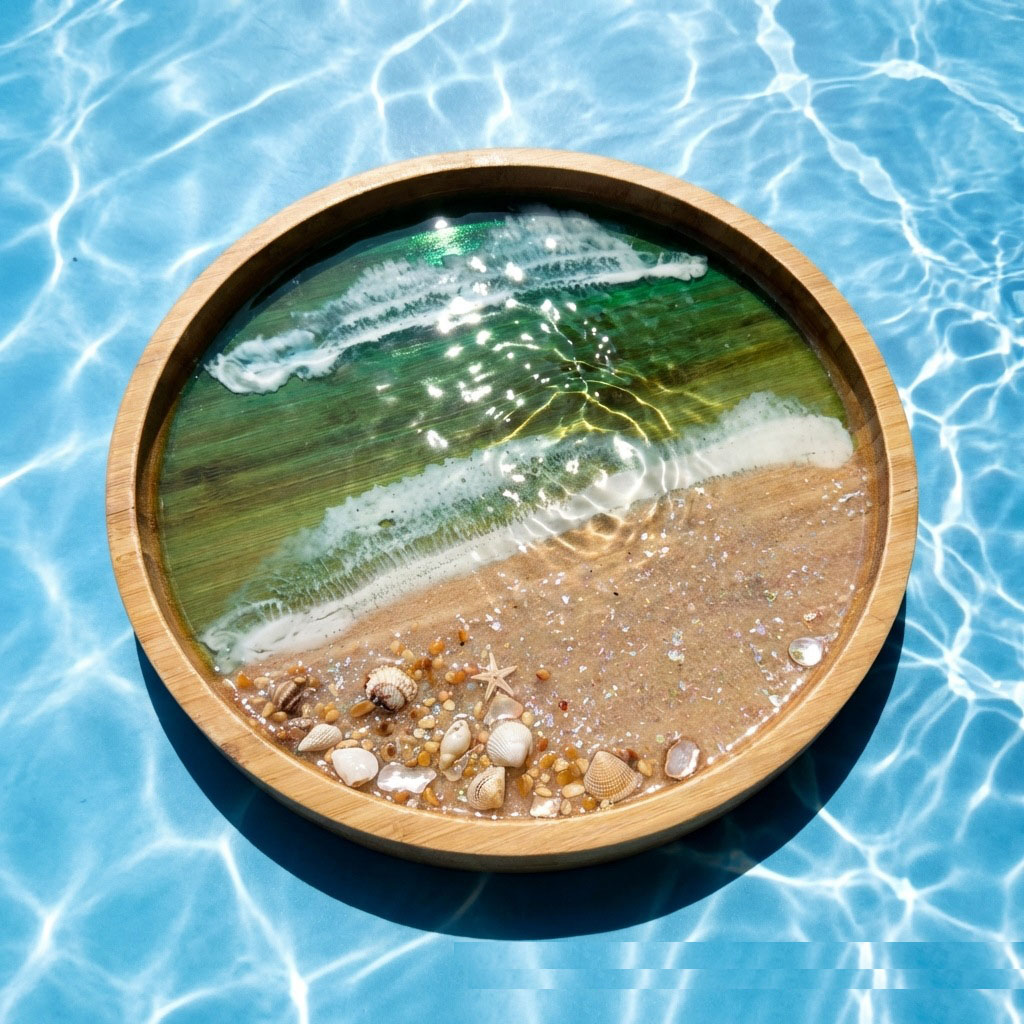 Houten dienblad met oceaanhars - Resin Art Wooden Tray recensie en prijs