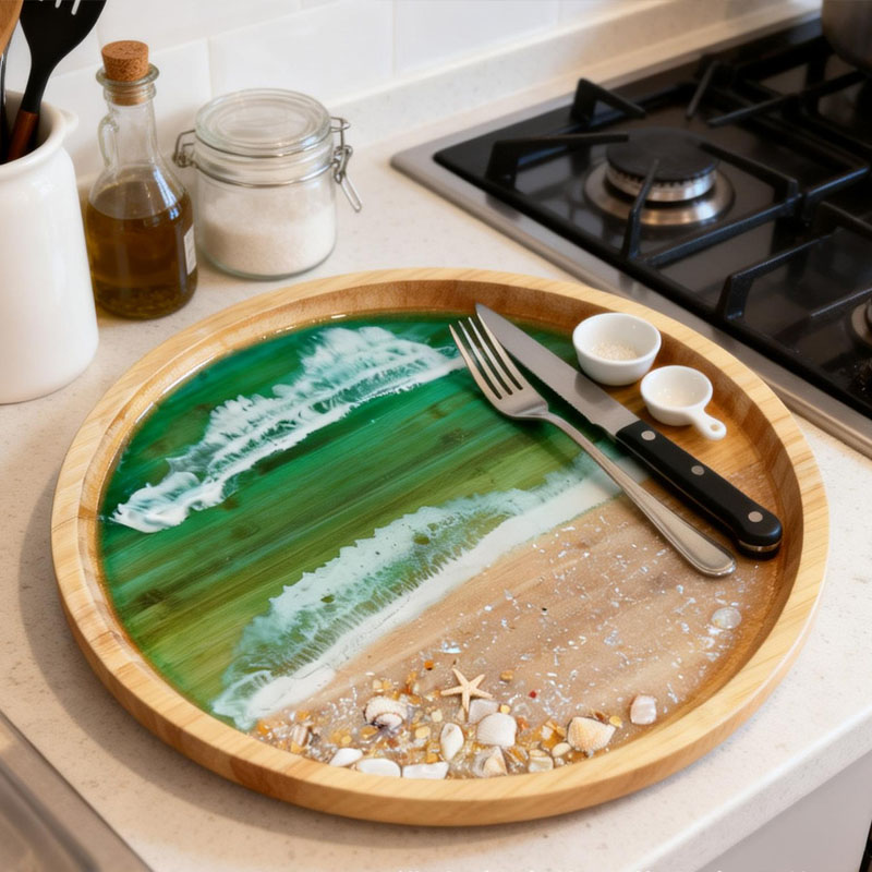 Houten dienblad met oceaanhars - Resin Art Wooden Tray recensie en prijs