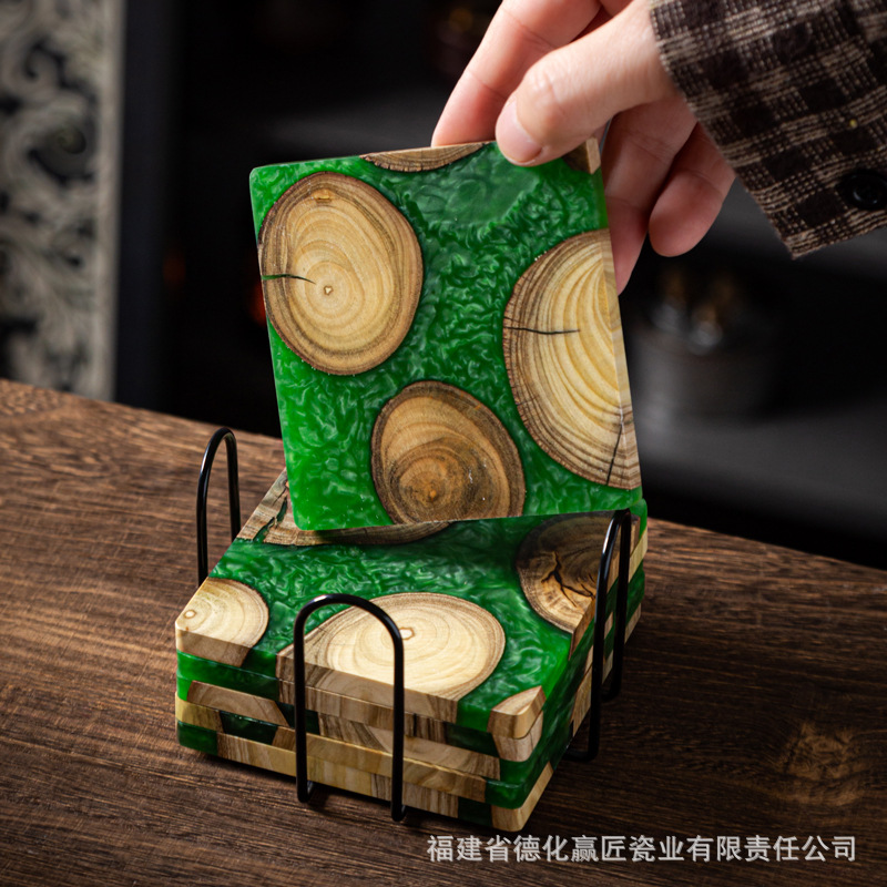 Zen Ink-Art Dry Brew theeservi - Resin Art Wooden Tray recensie en prijs