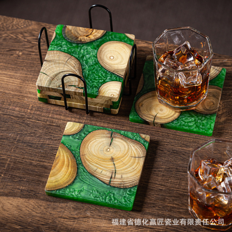 Zen Ink-Art Dry Brew theeservi - Resin Art Wooden Tray recensie en prijs
