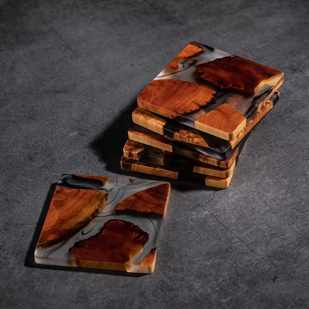 Onderzetters van houthars Vier - Resin Art Coasters recensie en prijs