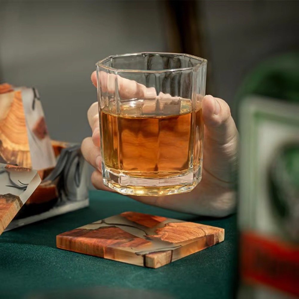 Onderzetters van houthars Vier - Resin Art Coasters recensie en prijs