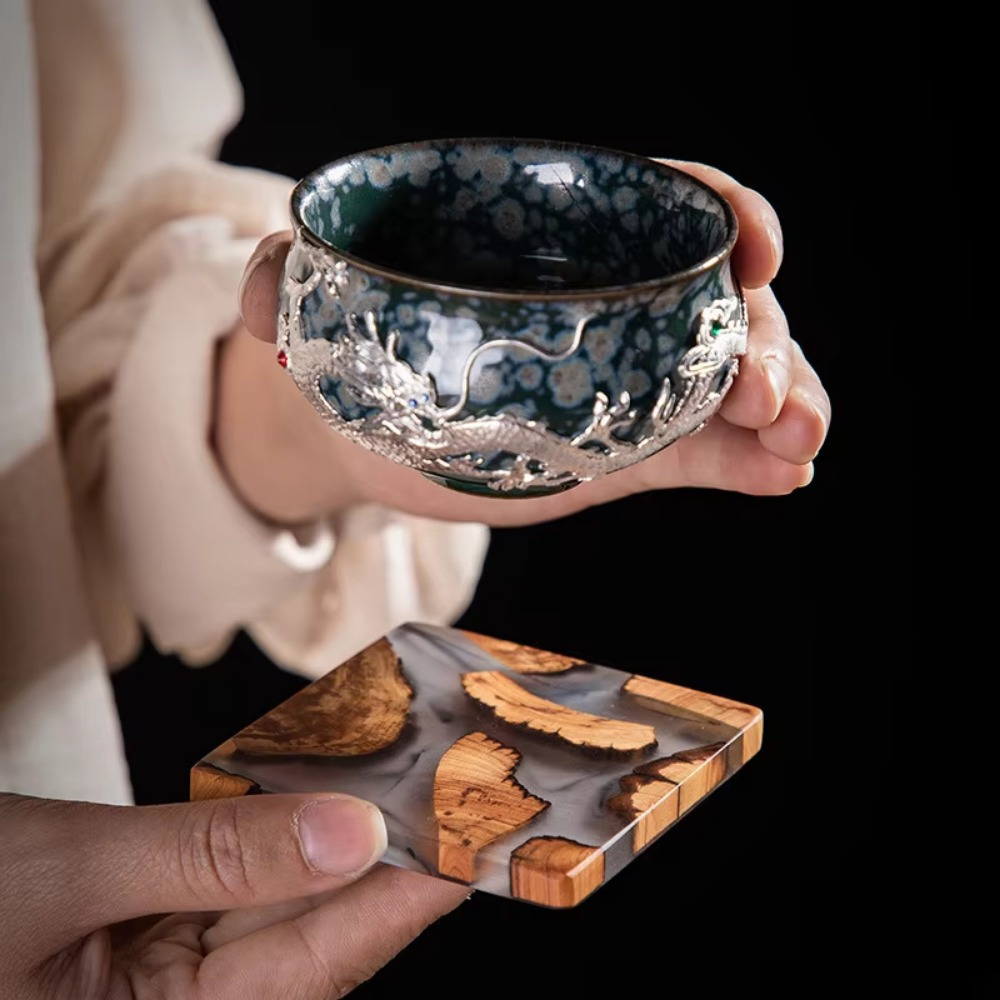Onderzetters van houthars Vier - Resin Art Coasters recensie en prijs