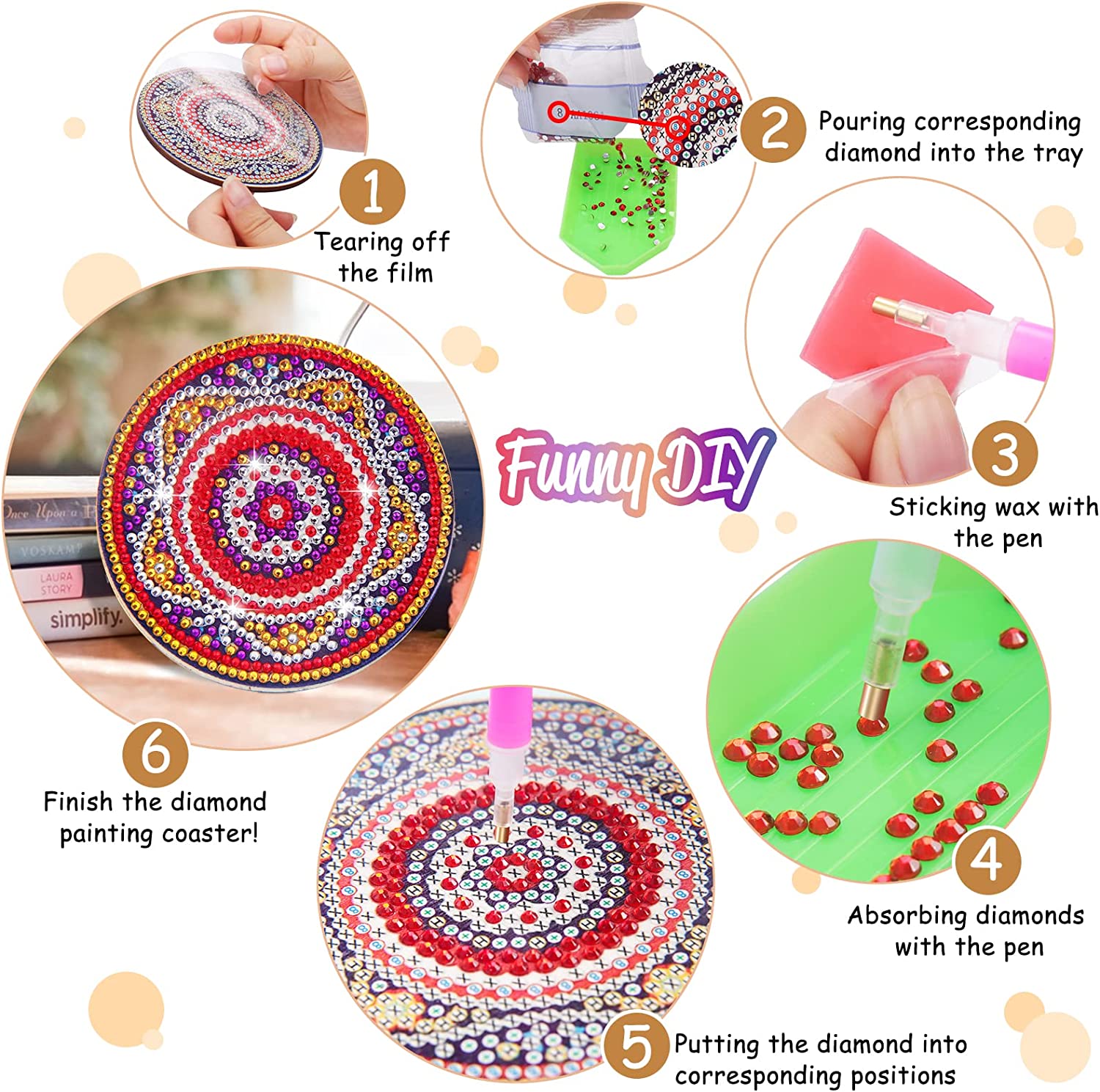 CHENISTORY 8 stks Diamond Art  - Resin Art Coasters recensie en prijs